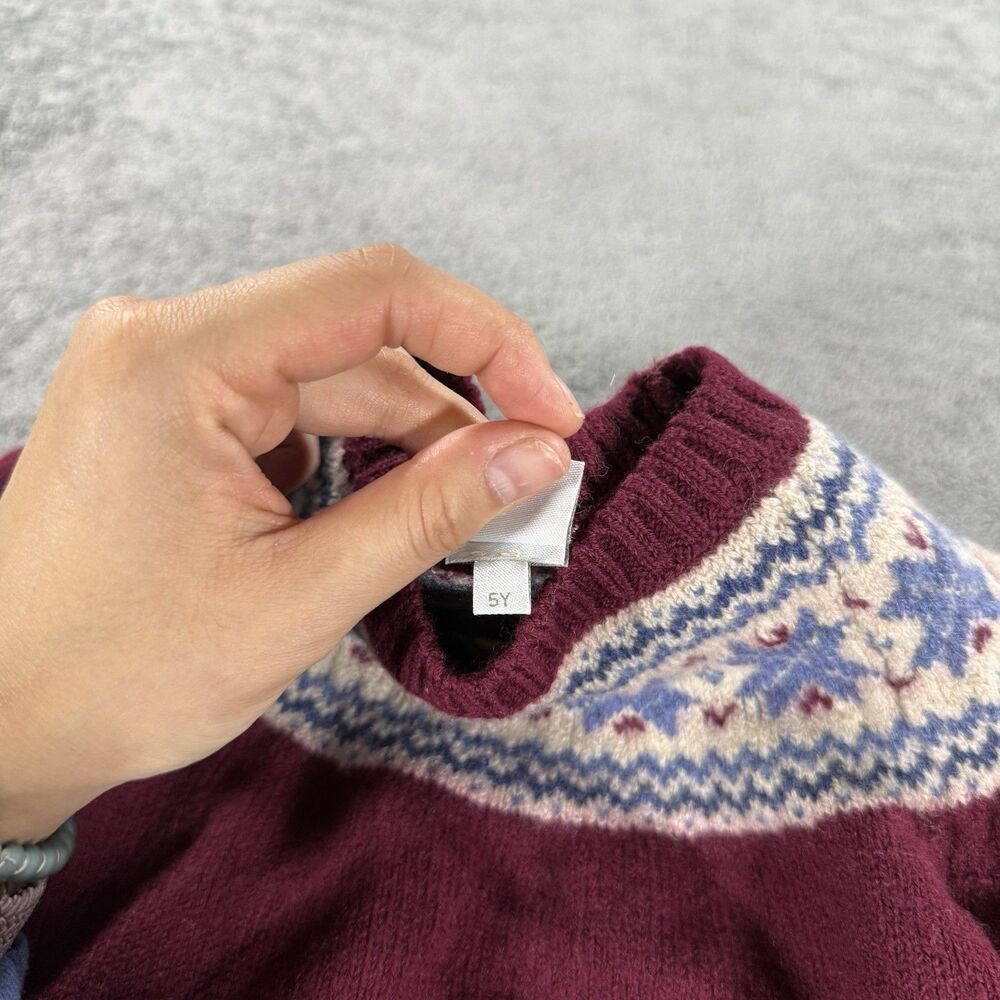Pepa London Classic Fair Isle Merino Wool Jumper Sweater 5Y Burgundy - Picture 3 of 4